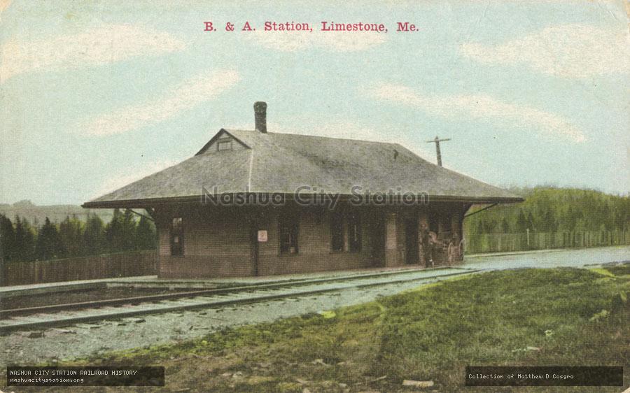 Postcard: Bangor & Aroostook Station, Limestone, Maine